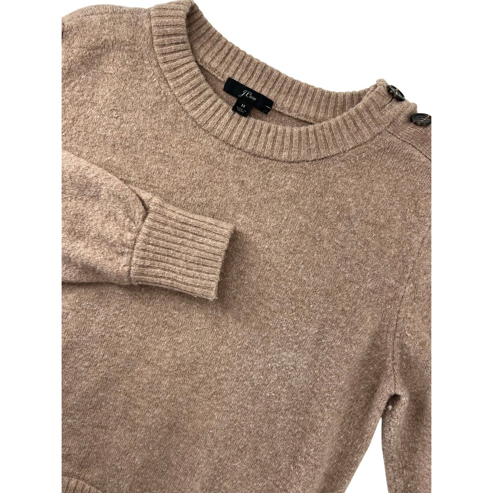 J.Crew Brown Merino Wool Alpaca Blend Button Shoulder Sweater Womens Medium